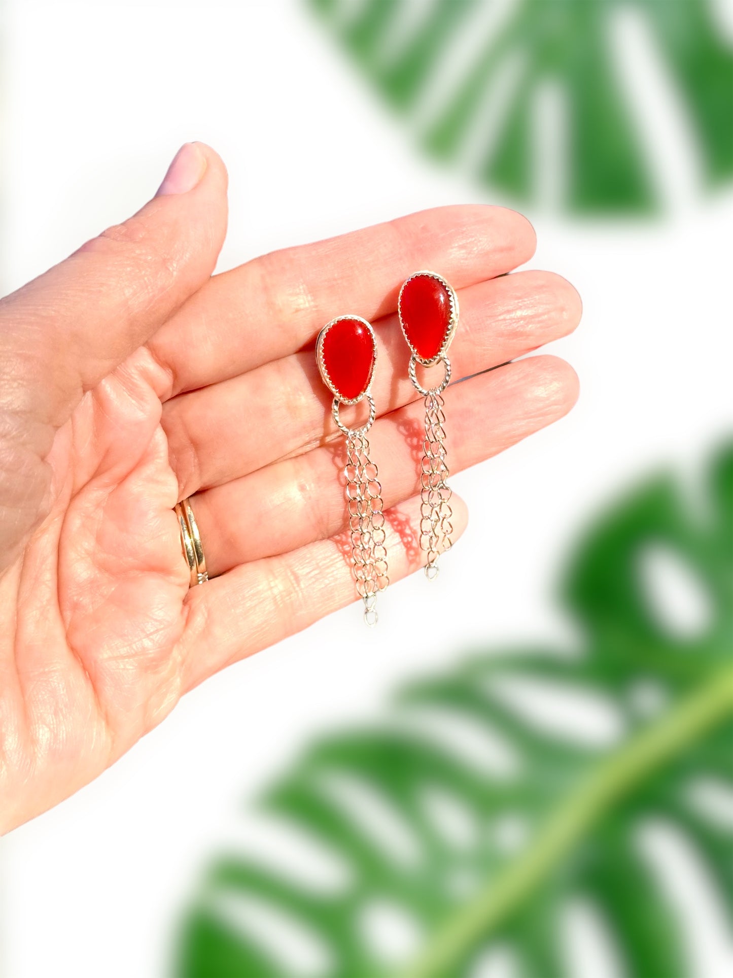 CARNELIAN CHAIN EARRINGS